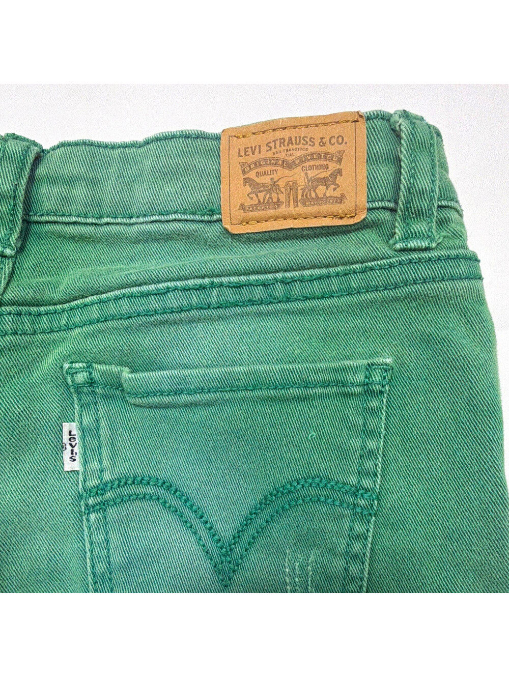Levi's 710 Super Skinny Girls Green Denim Jeans Stretch Size 14